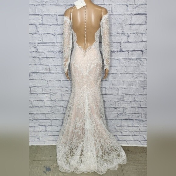 NWT Anthropologie BHLDN Watters Ula Blush lace sheet back wedding gown Sz 2 - Picture 12 of 16